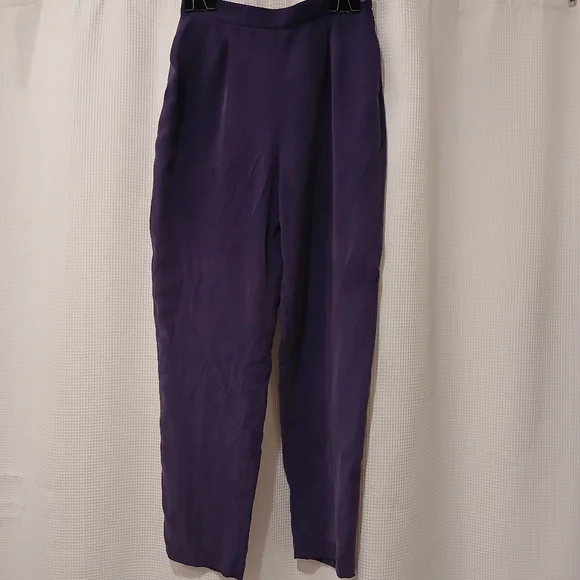 Josephine Chaus Petite Purple Silk Pants Size 4P - Picture 1 of 7